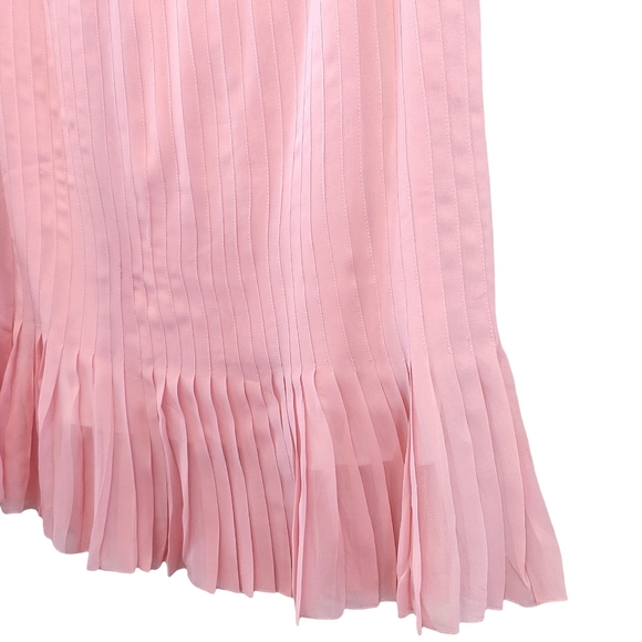 Mac & Jac women's silk pinstripe pleated hem fully lined pink skirt size 16 - Picture 4 of 10